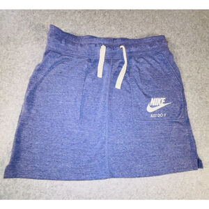 Nike Womens Small Blue Sweat Skirt Just Do It Logo Drawstring Athleisure